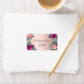 Roos goudkleurig roze paarse florale  etiket (Insitu)