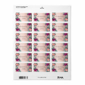 Roos goudkleurig roze paarse florale  etiket (Full Sheet)