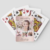 Roos goudkleurige foto collage naam verjaardagsfee pokerkaarten (Achterkant)