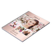 Roos goudkleurige fotocollage notitieboek (Linkerzijde)