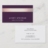 Roos Goudkleurige Gestreepte Moderne Paarse Chic 2 Visitekaartje (Voorkant / Achterkant)