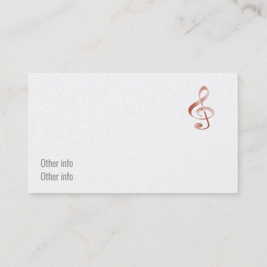 Roos goudkleurige     muziekleraar visitekaartje (Achterkant)