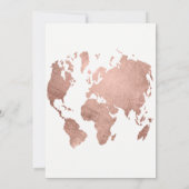 Roos goudkleurige wereldkaart bruiloft kaart (Achterkant)