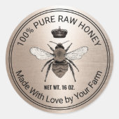 Roos goudkoningin Apiary imker Honey Jar Ronde Sticker (Voorkant)