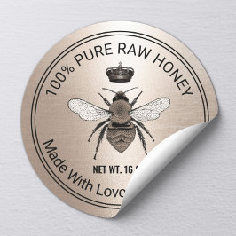 Roos goudkoningin Apiary imker Honey Jar Ronde Sticker