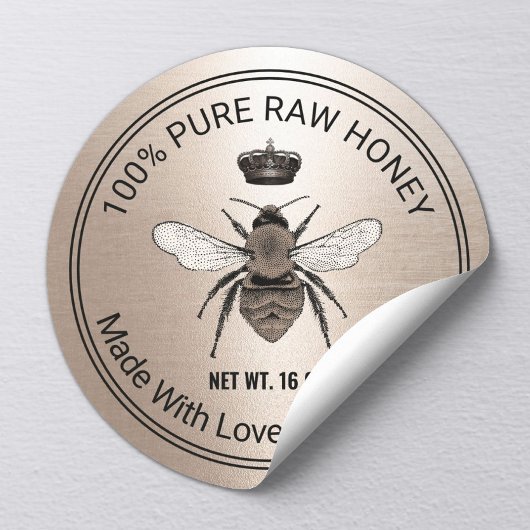 Roos goudkoningin Apiary imker Honey Jar Ronde Sticker