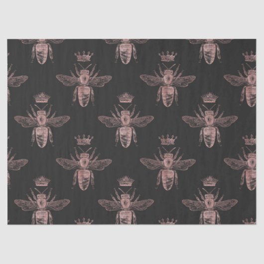 Roos goudkoningin bijen op zwarte lospagina tissuepapier (Voorkant)