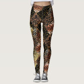 Roos goudkoper, zwart, dierenkorf leggings (Voorkant)