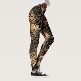 Roos goudkoper, zwart, dierenkorf leggings