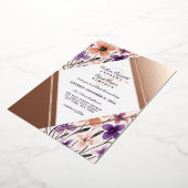 Roos goudkoraal Violet Flower Waterverf Weddenscha Folie Uitnodiging (Gedraaid)