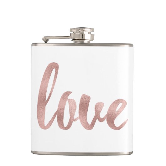 Roos goudliefdeskolf, folielettertype heupfles (Voorkant)