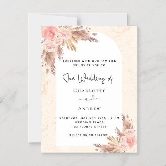 Roos goudluxe bruinkoolvis magnetische uitnodiging (Voorkant)