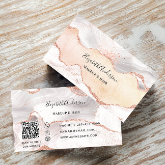 Roos goudmagermarmer QR-code elegant Visitekaartje