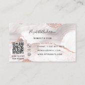 Roos goudmagermarmer QR-code elegant Visitekaartje (Achterkant)