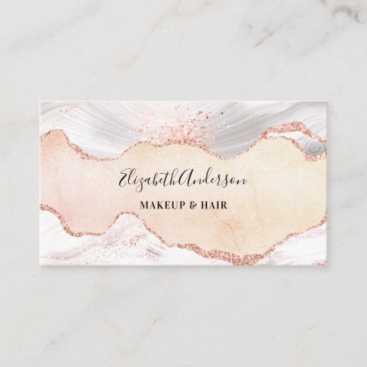 Roos goudmagermarmer QR-code elegant Visitekaartje (Voorkant)