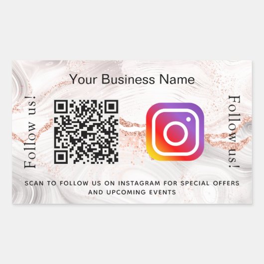 Roos goudmagermarmer rechthoekige sticker (Voorkant)