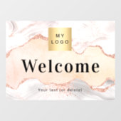 Roos goudmakelaarsmarmer - logo welkom raamsticker (Vel)