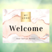 Roos goudmakelaarsmarmer - logo welkom raamsticker (Vel 3)