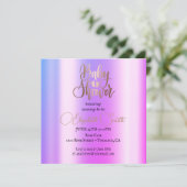 Roos goudmakreel baby uitnodiging (Staand voorkant)