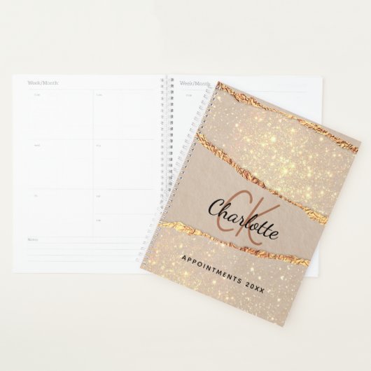 Roos goudmakreel glitter marmer monogram 202 planner (Display)