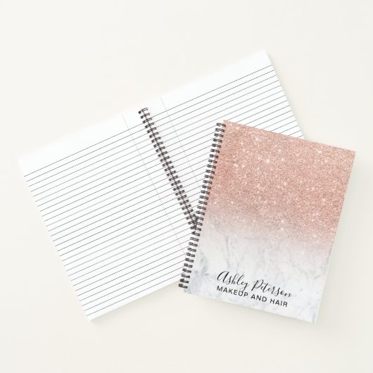 Roos goudmakreel roze witte marmer notitieboek (Binnen)