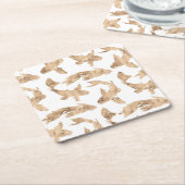 Roos goudmakreel witte achtergrond kartonnen onderzetters (Schuin)