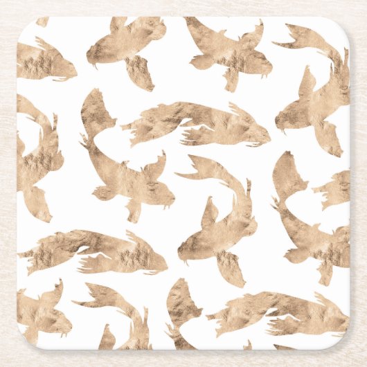 Roos goudmakreel witte achtergrond kartonnen onderzetters (Voorkant)