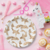 Roos goudmakreel witte achtergrond papieren bordje (Feest)