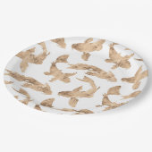 Roos goudmakreel witte achtergrond papieren bordje (Gekanteld)