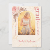 Roos goudmarmer afstuderen aankondiging (Voorkant)