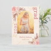 Roos goudmarmer afstuderen aankondiging (Staand voorkant)