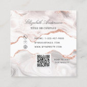 Roos goudmarmer agate logo QR-code elegant Vierkante Visitekaartje (Achterkant)