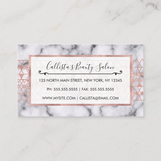 Roos goudmarmer driehoek Geometrisch Afsprakenkaartje (Achterkant)