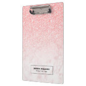 Roos-goudmarmer en roze glitter ombre klembord (Links)