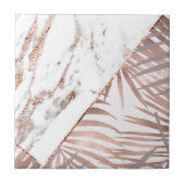 Roos goudmarmer en tropische ferns tegeltje (Voorkant)