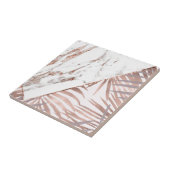 Roos goudmarmer en tropische ferns tegeltje (Zijkant)