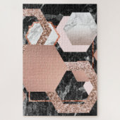 Roos goudmarmer geometrisch legpuzzel (Verticaal)