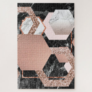Roos goudmarmer geometrisch legpuzzel