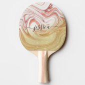Roos goudmarmer girale scriptnaam tafeltennisbatje (Achterkant)