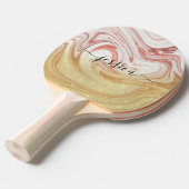 Roos goudmarmer girale scriptnaam tafeltennisbatje (Voorkant Gekanteld)