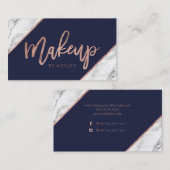 Roos goudmarmer met marmer, navy makeup typografie visitekaartje (Voorkant / Achterkant)