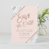 Roos goudmarmer met roze knipperlicht, met als eni save the date (Staand voorkant)
