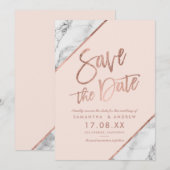 Roos goudmarmer met roze knipperlicht, met als eni save the date (Voorkant / Achterkant)