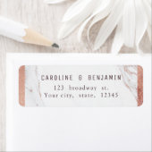 Roos goudmarmer modern huwelijksadres etiket (Insitu)