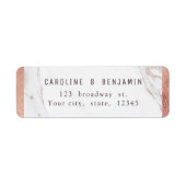 Roos goudmarmer modern huwelijksadres etiket (Voorkant)
