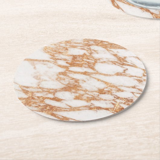 roos goudmarmer ronde kartonnen onderzetter (Gebogen)