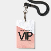 Roos goudmarmer trendy VIP lanyard badge douane (Voorzijde met lanyard)