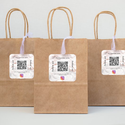 Roos goudmarmer vierkante sticker