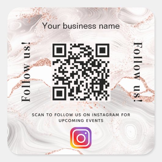 Roos goudmarmer vierkante sticker (Voorkant)