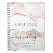 Roos goudmarmer voor het bruiloft van het gastboek notitieboek (Voorkant)